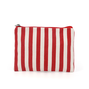 Bolsa <span class=keywords><strong>de</strong></span> <span class=keywords><strong>Maquillaje</strong></span> <span class=keywords><strong>de</strong></span> Lona con Cierre, Personalizada con Logotipo, Colorida, con Rayas Rojas, para Cosméticos, Artículos <span class=keywords><strong>de</strong></span> Aseo, para Viajes y Uso Diario - Product Image 1