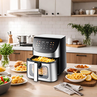 Nouvelle Friteuse à Air Chaud à Convection 8L en Acier Inoxydable avec Contrôle Tactile, Four Électrique Visuel Multifonctionnel Intelligent pour la Maison 110V/220V