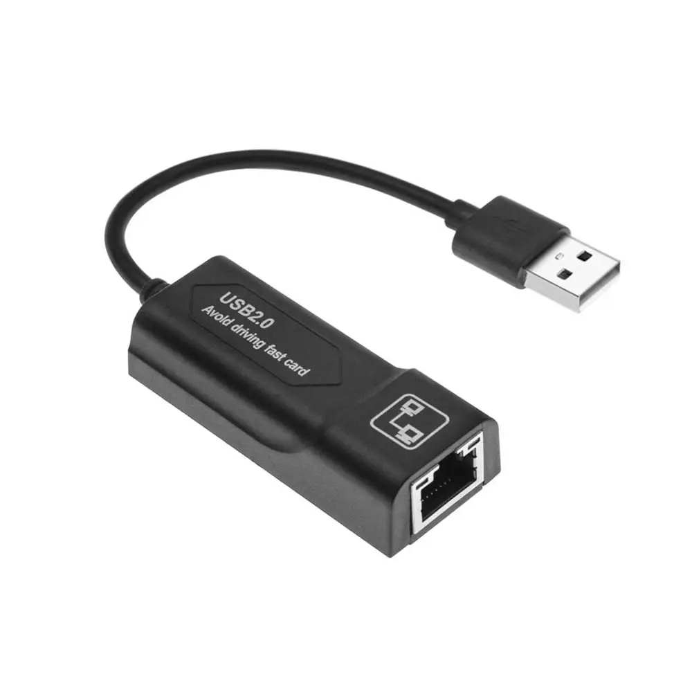 Adaptateur de câble réseau USB2.0 vers RJ45 Carte réseau filaire 100Mbps Carte réseau externe sans lecteur pour ordinateurs portables