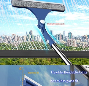 Outil de nettoyage de vitres pour la maison, nettoyage de fenêtres en hauteur, outil spécial, poignée extensible double face, composants métalliques - Product Image 2