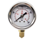 Manomètre à tube Bourdon Gemstar GM01SL-R en acier inoxydable, rempli de liquide, avec une plage de -30 psi à 6000 psi