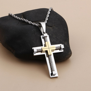 Collar para Hombre con Colgante de Cruz de Acero Inoxidable, Joyería Natural con Piedra de Nacimiento de Julio, para Comercio Electrónico Internacional, <span class=keywords><strong>KALEN</strong></span> KP55886-K - Product Image 3