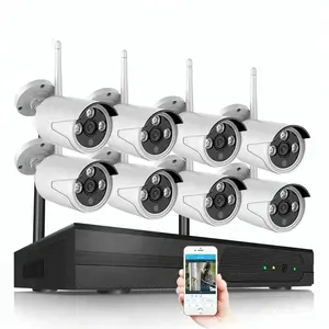 Sistema de cámara de seguridad con WIFI, cámara de 1mp, 2mp, wifi, H.264, 4 canales, Kit NVR inalámbrico de 5mp, 8 canales