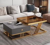 Table basse moderne minimaliste en pierre pour salon, avec rangement rétractable et design pliable, mobilier Salontafel, plateau en dalle de pierre OEM