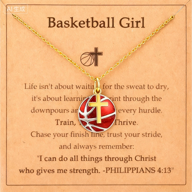 Carte collier croix basket rouge