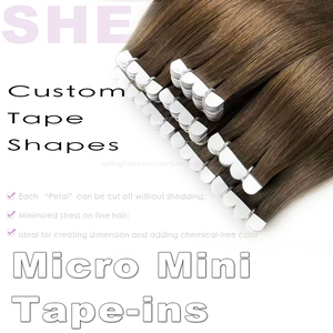 SHE Injected Tape Extensions Cabello Human Natural Real Invisible Tape dans les extensions de cheveux vierges brun moyen 24In - Product Image 6