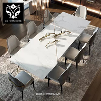 Support en acier inoxydable italien Tables de salle à manger de mariage ensembles de luxe 10 chaises Table à manger moderne en marbre
