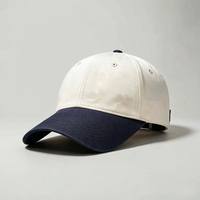 Fabricant OEM ODM de casquettes de baseball personnalisées, style vintage délavé, bicolore crème et marine, 6 panneaux, unisexe, réglable, vente en gros