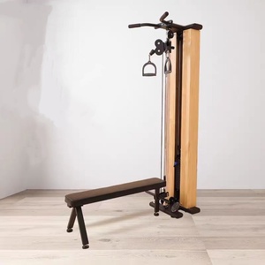 Nuovo Modello Multifunzione in Legno <span class=keywords><strong>e</strong></span> Acciaio Inox, Stazione a Parete con Funzione <span class=keywords><strong>Lat</strong></span> Pull <span class=keywords><strong>e</strong></span> Low Row, Doppia Puleggia Regolabile - Product Image 1