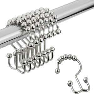 Crochets de rideau de douche en métal à double face pour salle de bain - Product Image 1