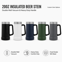 Mug isotherme en acier inoxydable de 20 oz avec poignée, double paroi, revêtement en poudre, logo personnalisé, OEM, tasse de bureau pour cadeaux