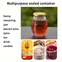 Ensemble de mini pots à miel en verre, pot à miel rond en verre avec couvercle doré, pot en verre hermétique - 70 ml