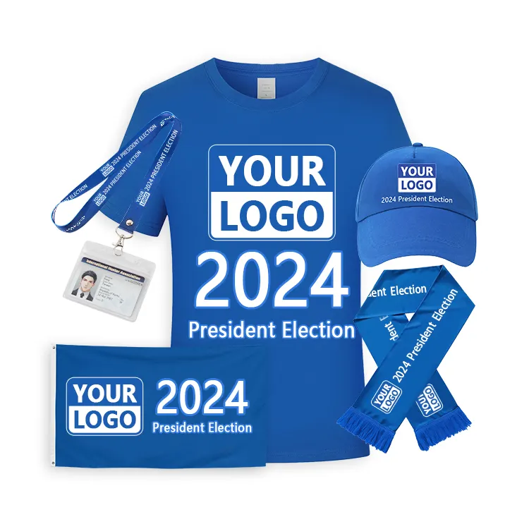 2024 başkan seçim hediye T-shirt bayrak kampanyası Gov kimlik kordon tutucu Logo promosyon öğesi toptan