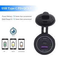 12V USB priz hızlı şarj 3.0 çift USB güç çıkışı DIY araç şarj soketi dokunmatik anahtarı ile 65W 12V/24V hızlı şarj