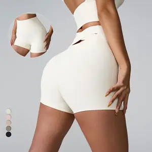 High Waist Fitness Yoga Shorts Quick Dry Scrunched Shorts For Adults Cross Design Quick Dry Scrunched Shorts For Spring Summer