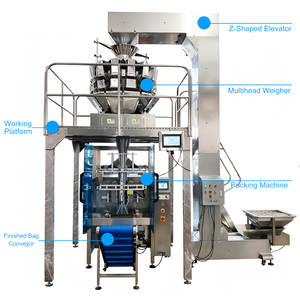 Machine d'emballage automatique multi-têtes économique pour noix, graines, granulés, snacks, pop-corn, bonbons, avec rouleau de film - Product Image 4