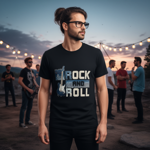 T-Shirt Unisex 100% Cotone 210GSM, Casual, Traspirante, Resistente, con Stampa Rock And Roll, Maglietta da Uomo - Product Image 3