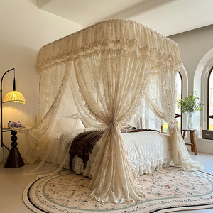 Lưới chống muỗi bằng vải <span class=keywords><strong>Jacquard</strong></span> ren hai lớp vải lót đường sắt lãng mạn kiểu Pháp - Product Image 2