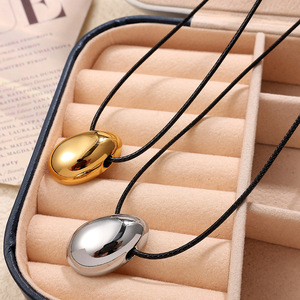 sweet cool titanium steel drop women light luxury necklace high design versatile adjustable black cord pendant sweater <b>chain</b> - Product Image 1
