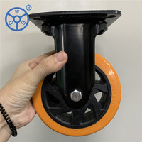Roulettes Huarui en promotion, 4, 5, 6, 8 pouces, moyennes et robustes, en PU orange, pivotantes et fixes, avec frein durable