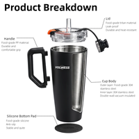 2 Bouteilles d'eau en acier inoxydable 18/8 sans BPA, étanches, avec paille et couvercle, pour usage quotidien, voyage et sport