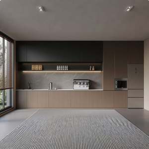 Ensemble de meubles de cuisine modernes en bois à assembler avec îlot de rangement, comptoir et robinet - Product Image 2