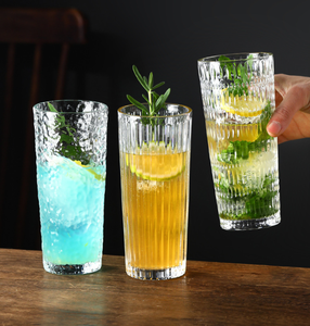 Tazze alte Creative moderne di vetro trasparente con le strutture, durevole & alla moda per la casa, gli uffici, i caffè, ideale per i cocktail, il succo, tè - Product Image 2