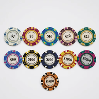Jetons de poker Monte Carlo de 14 g avec incrustation métallique, jetons de casino personnalisés, jetons en argile professionnels à 3 tons pour la vente en gros