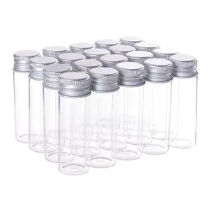 サンプルメッセージボトル15ml空のミニガラス瓶透明な小さなバイアルボトル、アルミニウムスクリュートップリッド付き