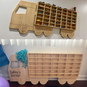 Estante de exhibición para 42 coches de juguete, organizador de madera para camiones de juguete, vitrina para modelos de coches, armario de almacenamiento de coches de juguete montado en la pared - Product Image 2