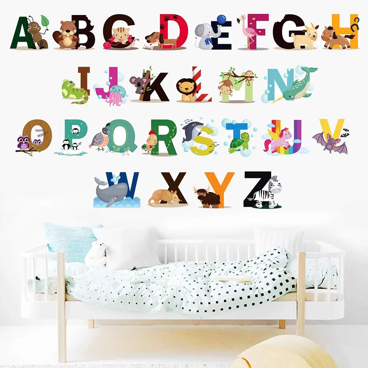 Home Decoration Offset Printing Vinyl Sticker wall decor Letters Stickers Wall Sticker Animal Alphabet Wall Decals