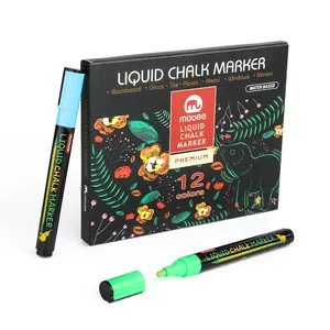 Pens And Markers Mobee P-566C Wholesale Oem Erasable Window Whiteboard Non-Toxic Low Odor 12 Color Liquid Chrome Chalk Marker Pen Set Kit