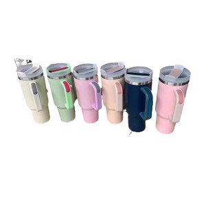 Gobelet isotherme de 40 oz à grande capacité avec poignée, en acier inoxydable 304, tasse de voyage pour voiture avec couvercle à paille, logo personnalisé - Product Image 3