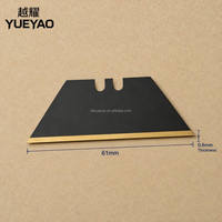 Couteau DIY OEM YUEYAO Y60T05 61x19mm, épaisseur 0,6mm, noir, revêtement titane, bord droit, anti-rouille, manche plastique SK5, 6 000 par boîte