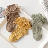 Chaussettes d'été pour filles, chaussettes à volants pour bébés et enfants, chaussettes en coton à volants blancs et noirs en dentelle pour enfants de 1 à 14 ans