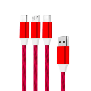 Biểu Tượng Tùy Chỉnh Phát Sáng 1.2 <span class=keywords><strong>Meter</strong></span> 3-Trong-1 LED Ánh Sáng-up Nhanh Chóng Sạc USB-C/Micro USB Cable Cho Máy In - Product Image 1