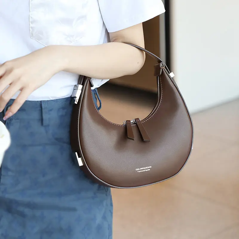 Neues Design Luxus Crescent Moon Clutch Bag Echte Handtaschen aus Rindsleder für Damen