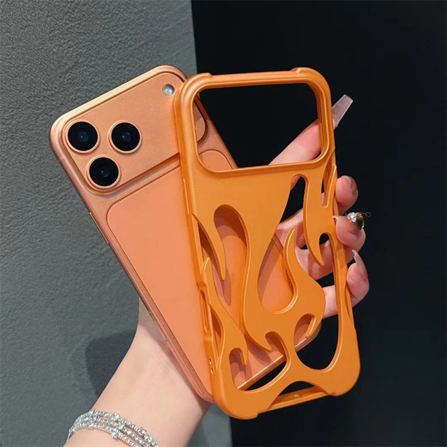 Fashion Matte 3D Hollow Flame Electroplated Soft Phone Case Creative Pattern Cover For iPhone 17 16 15 14 Pro Max