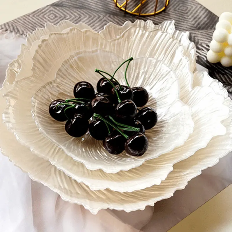 Solhui piatto di vetro a forma di fiore nordico ins stoviglie perla lustro insalata piatto per la cena piatti per decorazioni di nozze