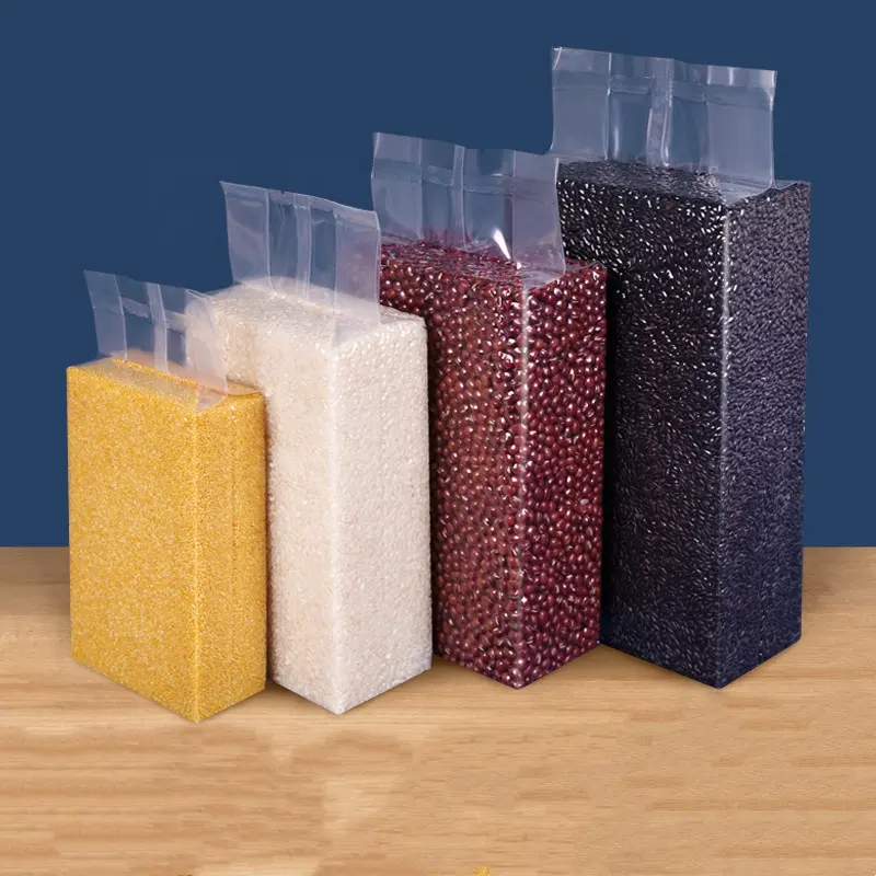 Klarer Kunststoff Heiß siegel barer Reiss tein Lebensmittel verpackung Vakuum beutel für Reis bohnen Misch korn