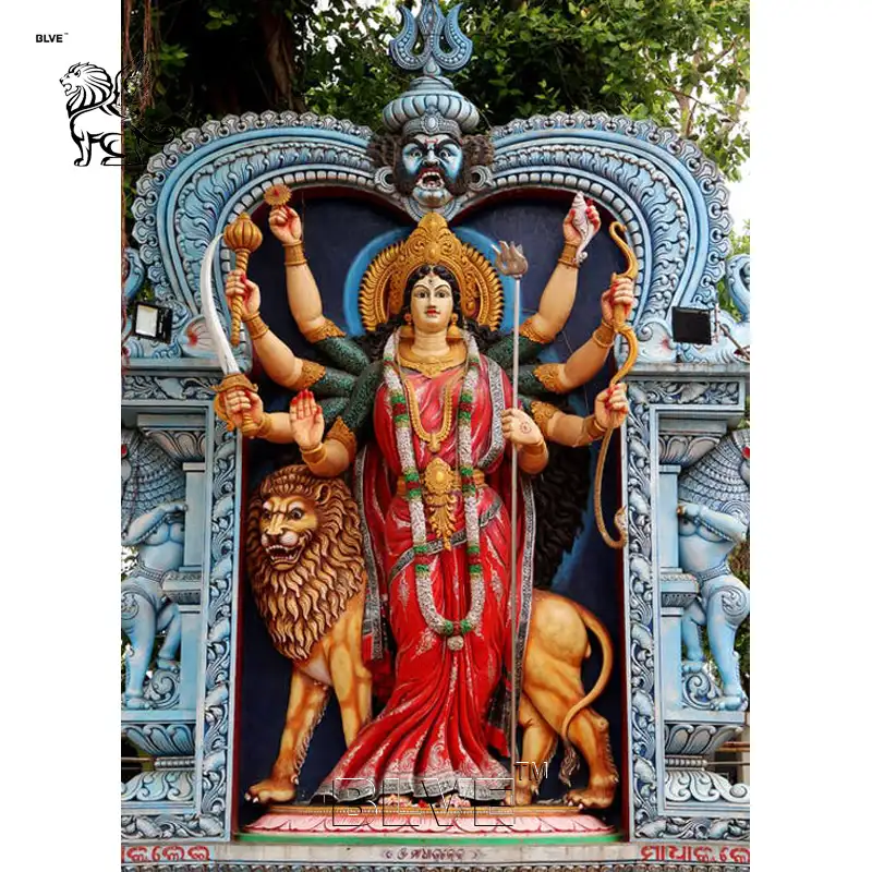 BLVE-estatua de mármol al aire libre de tamaño real, Makrana india, Durga, Maa, tallado de piedra, estatua de Dios indio, escultura de Laxmi