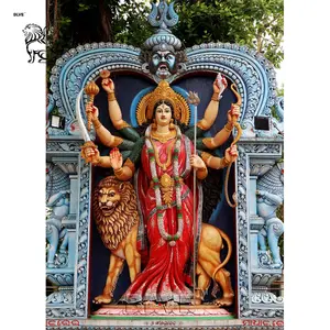 BLVE Religiöse Lebensgröße im Freien Hindu Makrana Durga Maa Marmorstatue Steins chnitzerei Indischer Gott Statuen Laxmi Skulptur