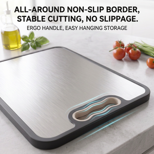 Planche à découper double face en acier inoxydable de qualité alimentaire 430 avec poignée de suspension pour la vente en gros - Product Image 5
