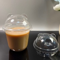Gobelets en plastique PET transparents personnalisés à faible MOQ, type Dabba, 8, 10, 12, 16, 20, 24 oz, pour Bubble Tea avec couvercle Panda, pour usage extérieur