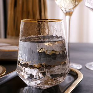 Calici di Champagne a forma di diamante martellato in stile oro argenteo bordati di vino bicchieri - Product Image 4