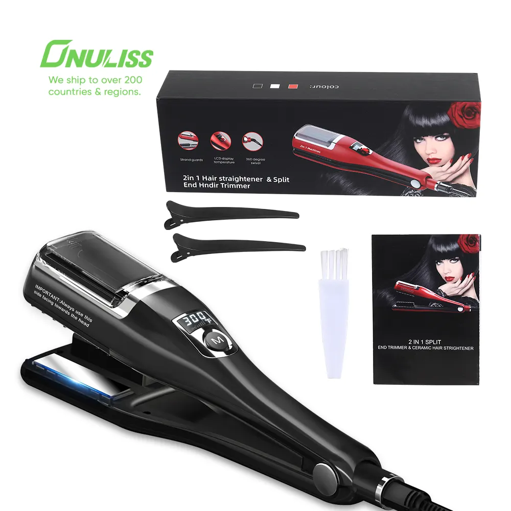 2 Em 1 Flat Irons Alisador De Cabelo De Cerâmica E Aparador De Cabelo Profissional Cordless Automatic Split End Clipper