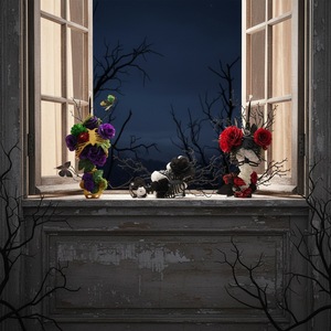 Decoraciones Florales de Esqueleto Pélvico para Halloween, Adornos de Plástico para Interiores y Exteriores, Decoración de Ventanas para Fiestas, Estilo Horror, Adornos Festivos - Product Image 3