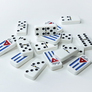 Jeux de <span class=keywords><strong>dominos</strong></span> double six haut de gamme personnalisés pour adultes et enfants, bicolores avec <span class=keywords><strong>drapeau</strong></span> de la République dominicaine - Product Image 1