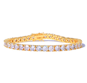 Pulsera de tenis de moissanita Iced Out VVS de plata de ley 925 chapada en oro de 18K, estilo Hiphop, con cadena continua de diamantes en línea para muñeca - Product Image 6