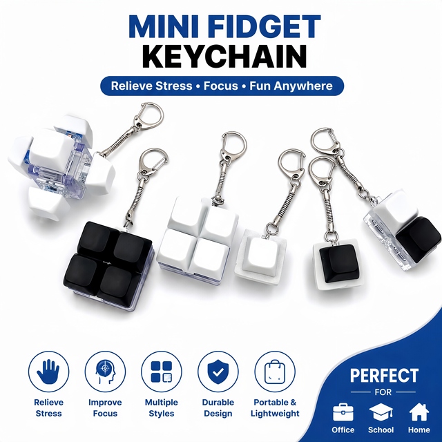 Custom Switch Keyboard Keychain Metal Mechanical Switch Led Keyboard Keychain Click Fidget Toy Switch Keyboard Fidget Keychain